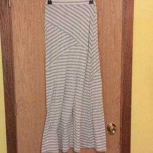 Grey and White Striped Maxi Skirt 3/$15